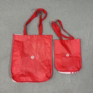 Lot Of 2 Lululemon Reusable Shopping Bags Small Size And Large